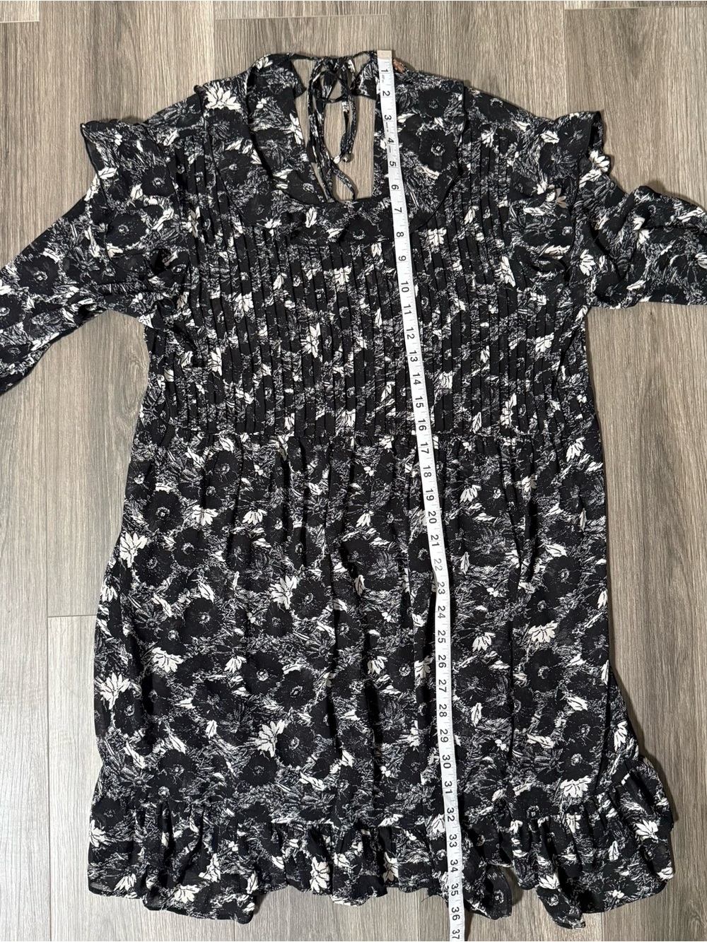 Free People These Dreams Sheer Floral Print Ruffle Trim Mini Dress Size Medium